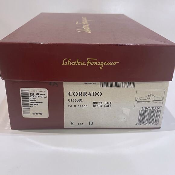 Salvatore Ferragamo 8.5 D Corrado Lace Oxford Brown Leather VTG Italy Authentic